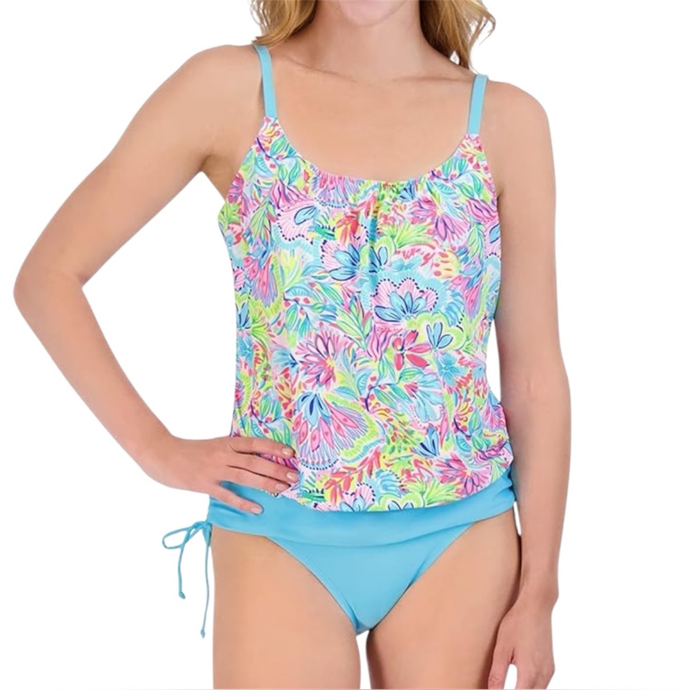 Stella Parker Mermaid Lagoon 2 Piece Swimsuit Set Tankini Bathing Suits Small